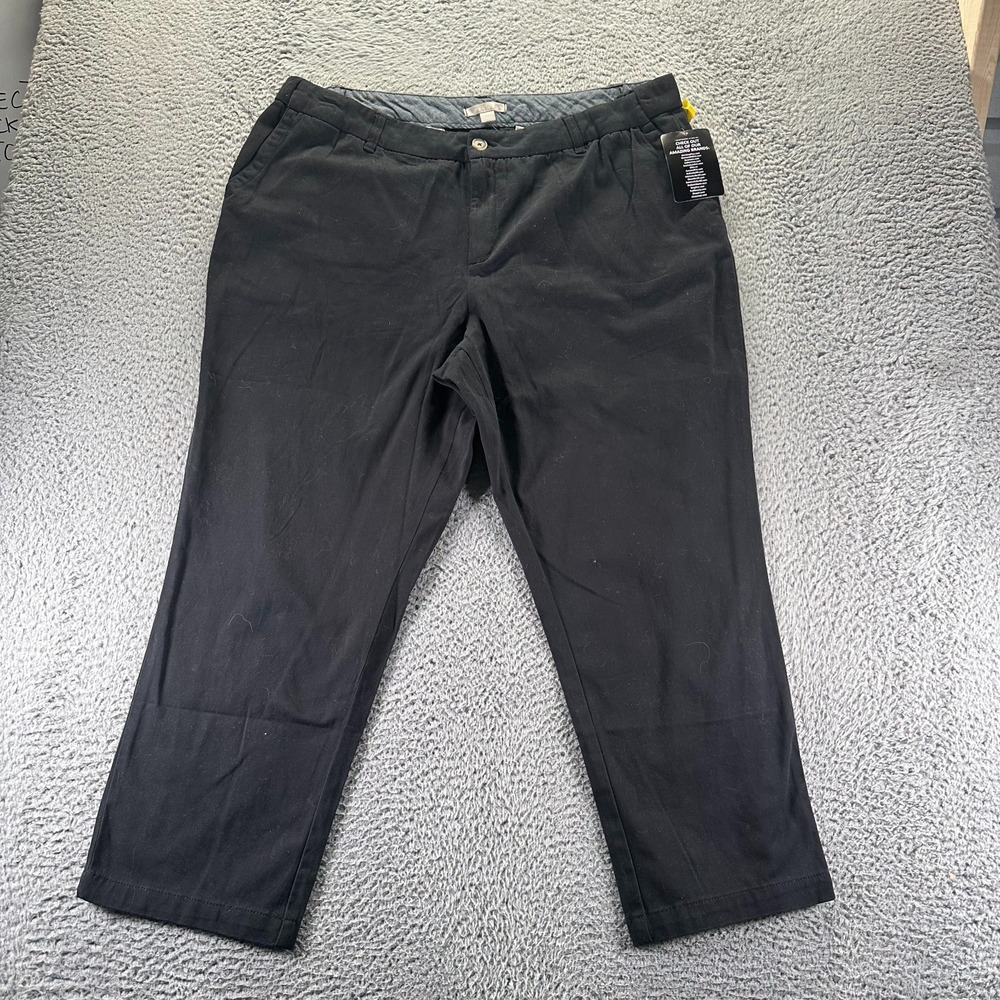 Woman Within Pant Women 20WP Black Cotton Chino Straight Business Office Stretch